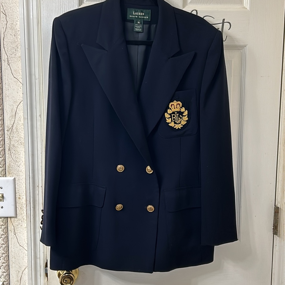 Lauren Ralph Lauren Wool Navy Blue Jacket Size 14 - Picture 5 of 13